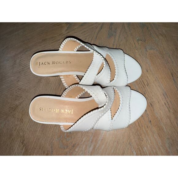 Jack Rogers Jackie Mid Wedge leather in white size 9 - Picture 1 of 9